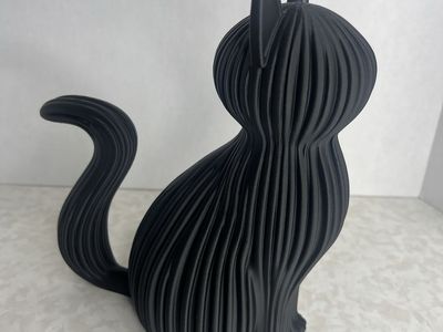 3D printed Black Cat Sculpture - Unique Textured Design, Halloween/Witchy Home Decor