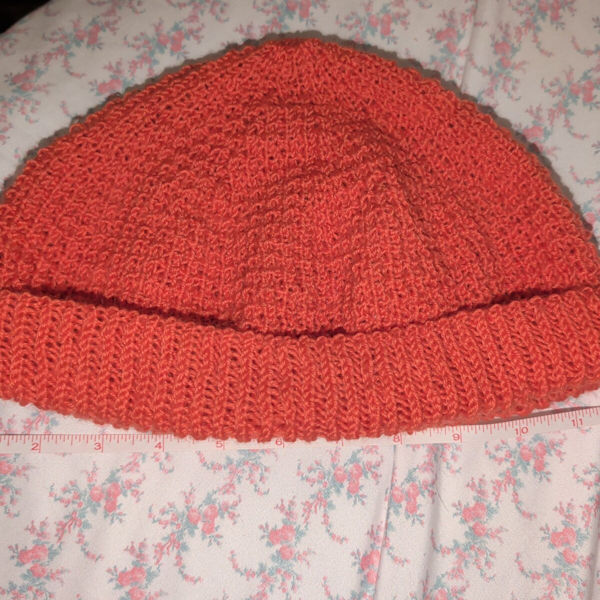 Hand-knit 100% merino wool beanie – XL – Blaze ora