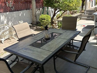 Patio Table and 6 Chairs Outdoor Dining Set Weather-Resistant