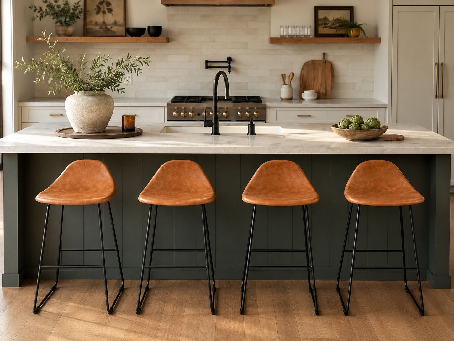 Pottery Barn Brenner Leather Bar Stools – Set of 2 or Set of 4 – Like New