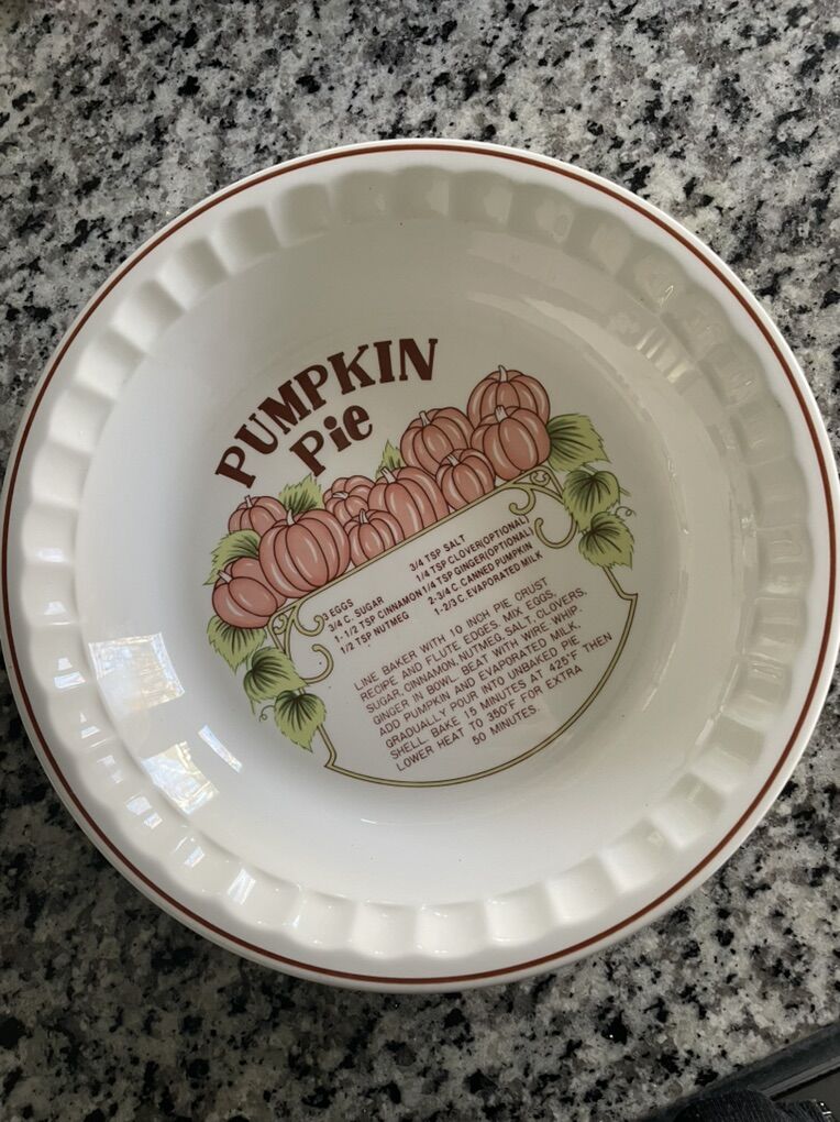 Vintage Hankook Pumpkin Pie Recipe Dish Decor