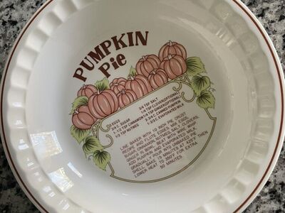 Vintage Hankook Pumpkin Pie Recipe Dish Decor