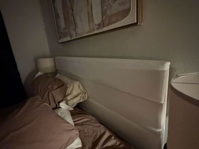 Modern White Upholstered queen size Bed Frame with Padded Channel Headboard