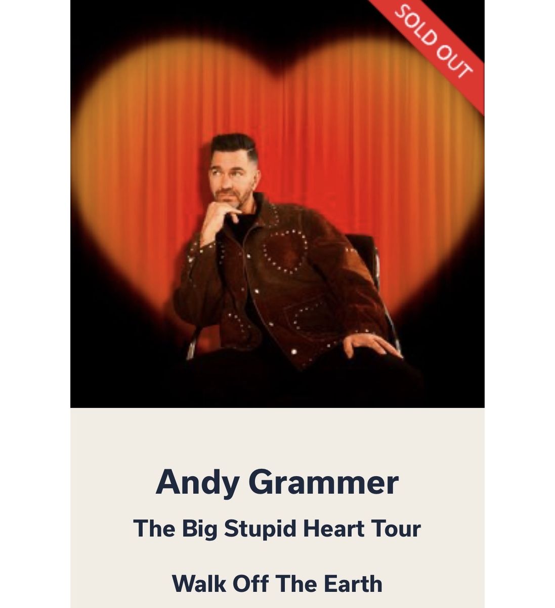 2 Andy Grammer Tickets - Red Butte Garden Amphitheatre - Aug 3, 2026 - The Big Stupid Heart Tour
