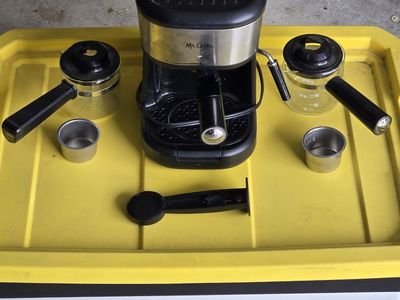 Mr. Coffee 4-Shot Steam Espresso Machine, Cappuccino Maker, and Latte Maker with 2 Glass Carafe