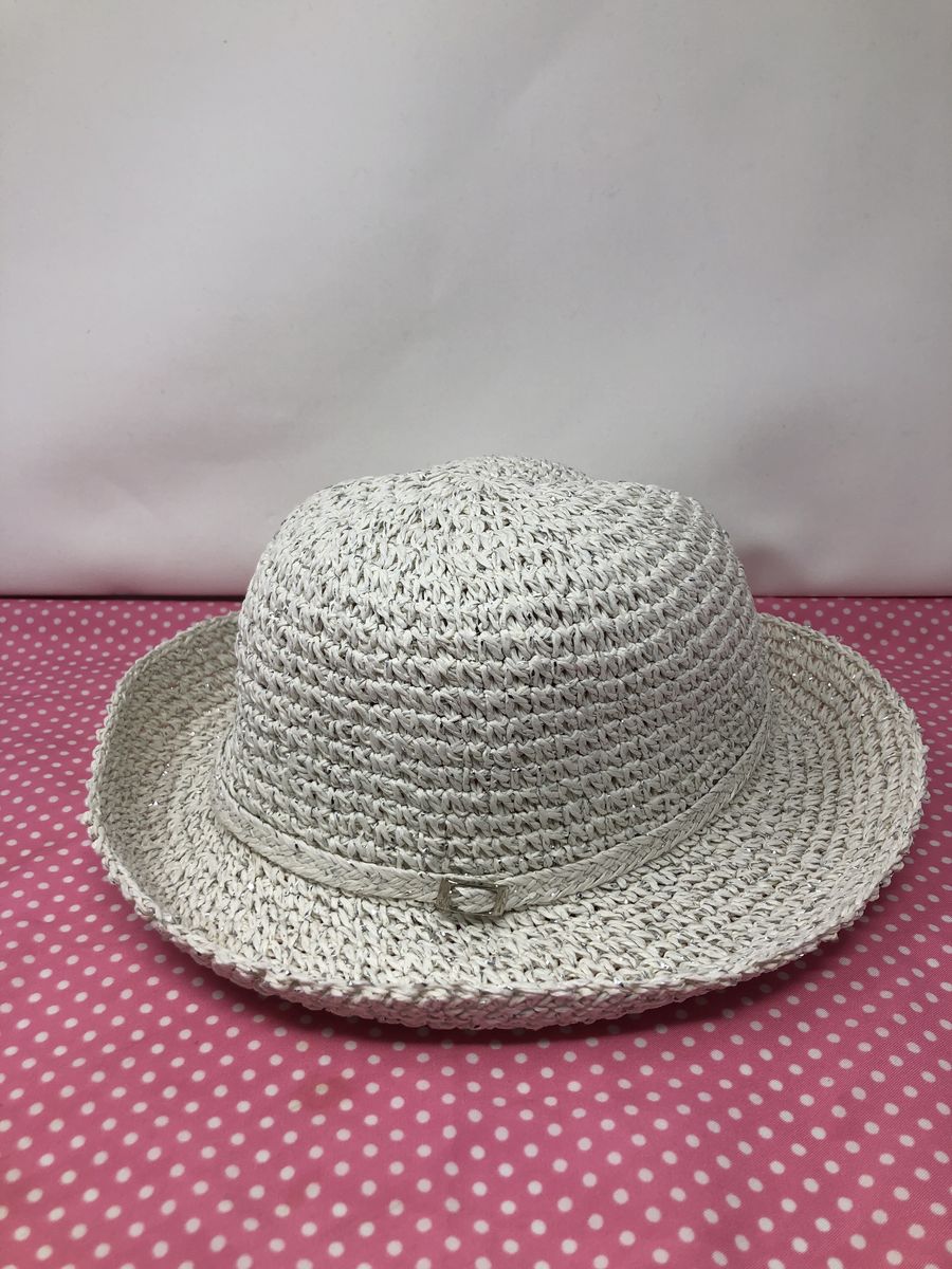 Women's White Sparkle Raffia Sun Hat – One Size