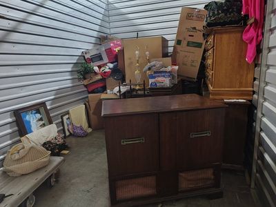 Vintage Mid-Century Modern Dark Wood Cabinet with Rattan Accents