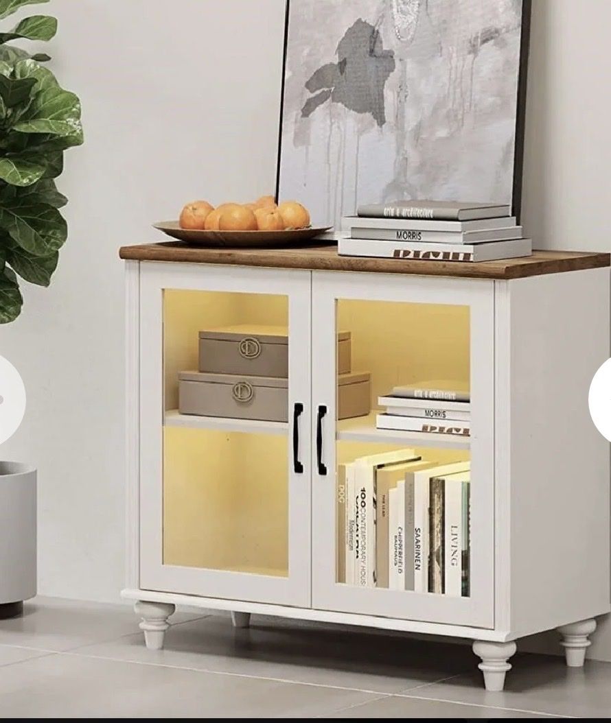 WAMPAT sideboard Buffet Cabinets whit Glass Door,Kitchen Storage Cabinet