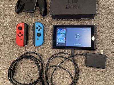 Nintendo Switch Console Bundle Neon Red/Blue Joy-Cons Dock Cables Carrying Case