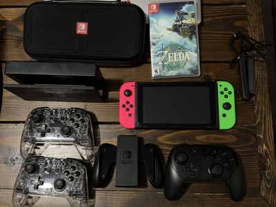 Nintendo Switch Console Bundle with Dock, Pro Controller, Case, and Zelda Tears of the Kingdom