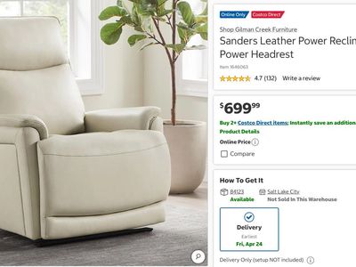 SANDERS LUXURY POWER RECLINER – HUGE DISCOUNT!