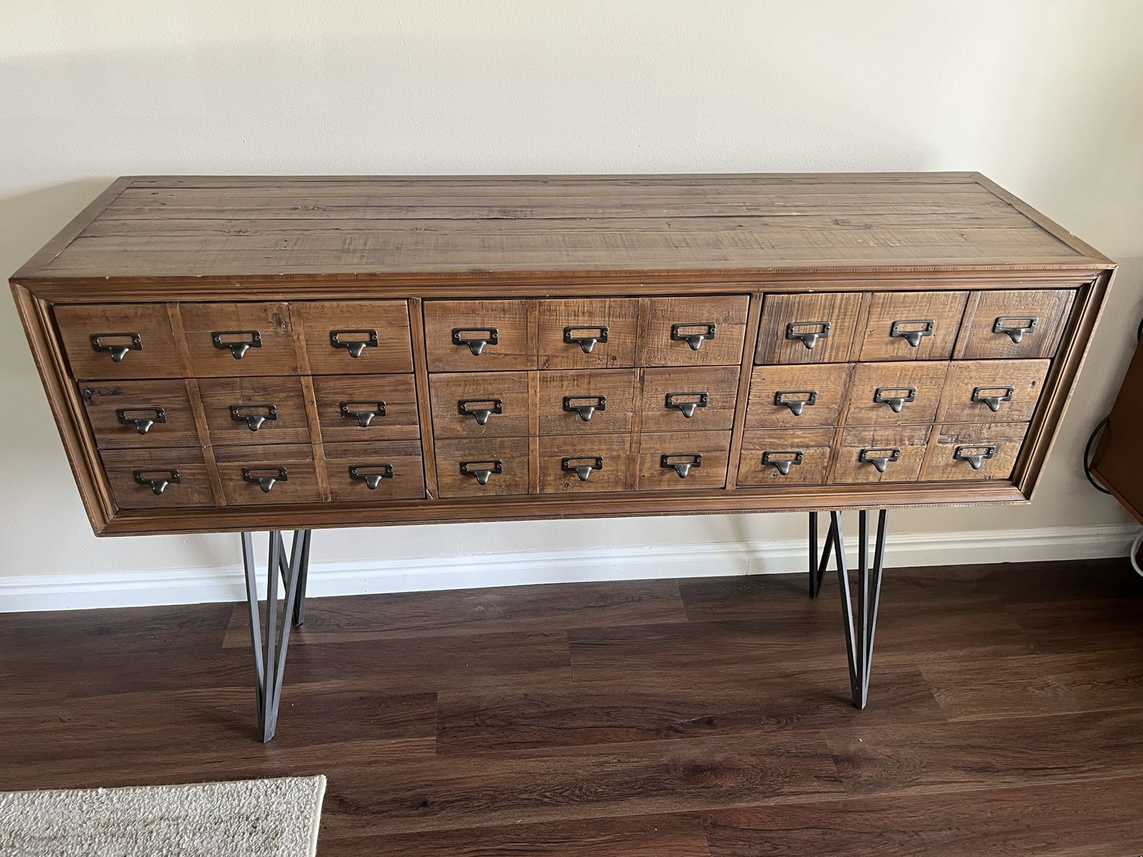 Card Catalog Style Console Table with Hairpin Legs - Entryway/Hallway Accent Furniture