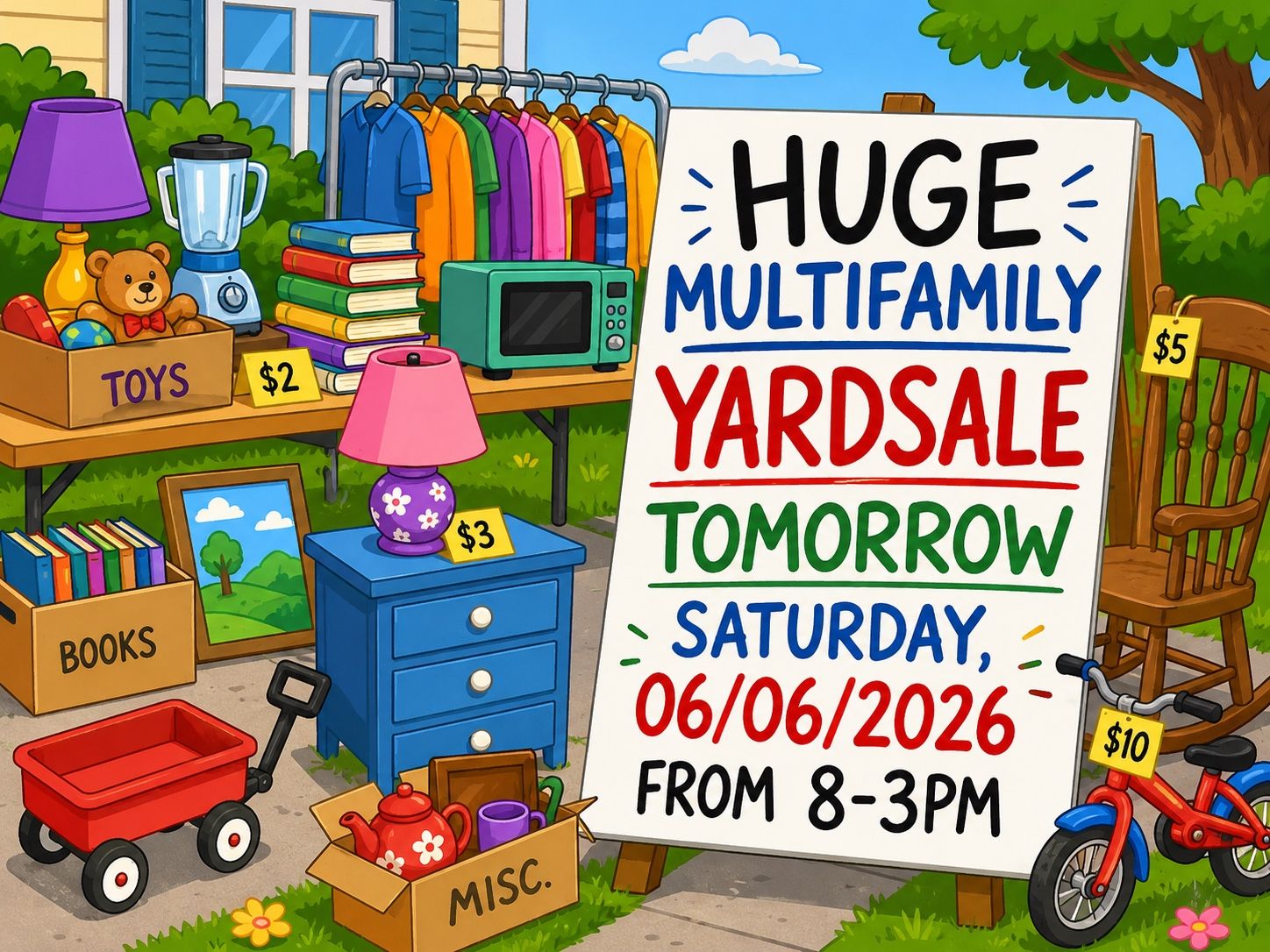 Multi Family Yard Sale Tomorrow! Saturday, 06/06/2026! 8AM-3PM! Will Be Big!