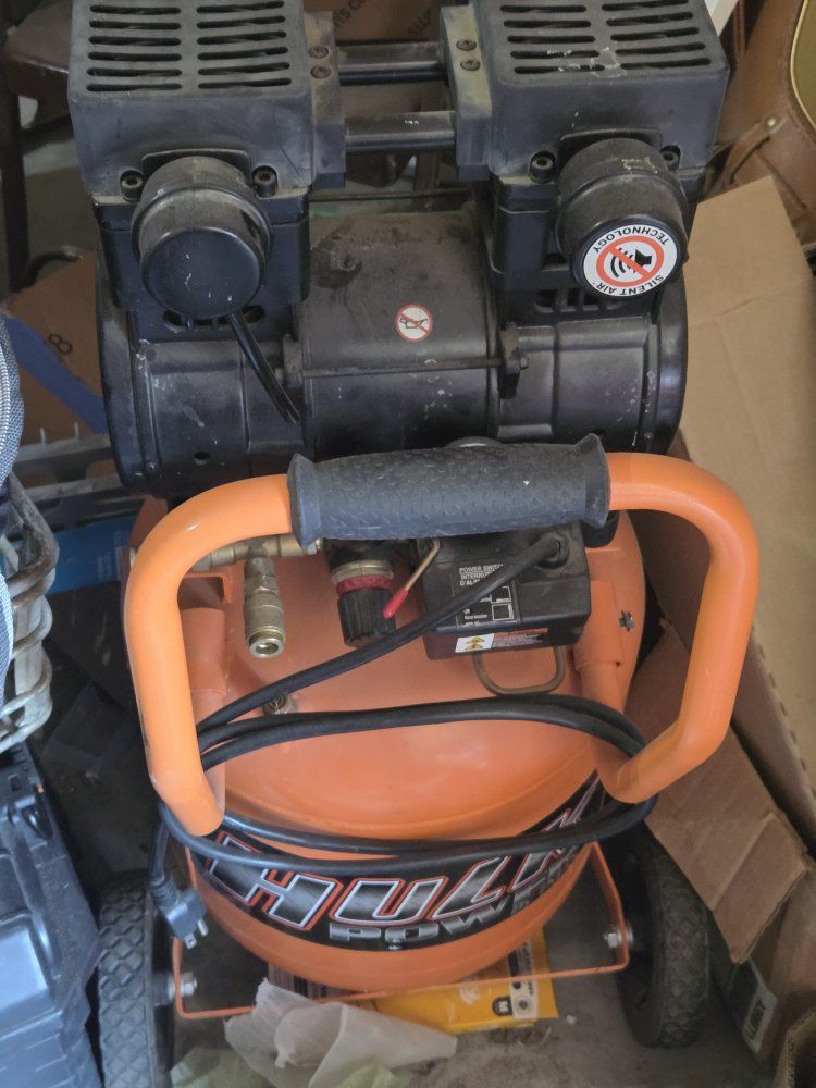 HULK Silent Air Compressor - Portable, Orange & Black, with Wheels