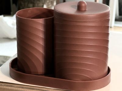 Three-Piece Jar Cup, And Tray Bathroom Set Dorm