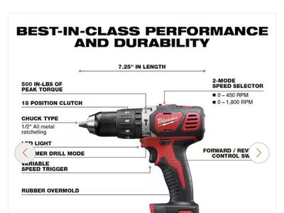 Milwaukee 2607-20 M18 Compact 18V 1/2" Hammer Drill Driver - Tool Only