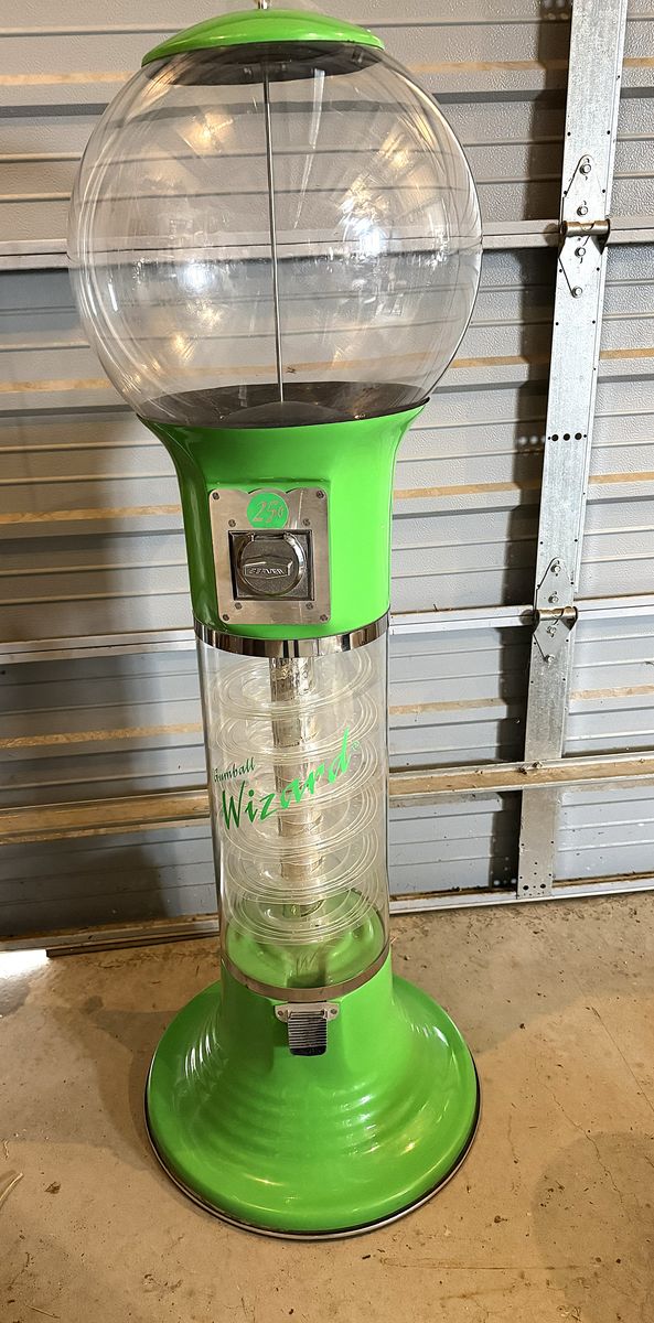 Spiral Wizard Gumball Machine in Vibrant Green with 25 Cent Beaver Coin Mechanism