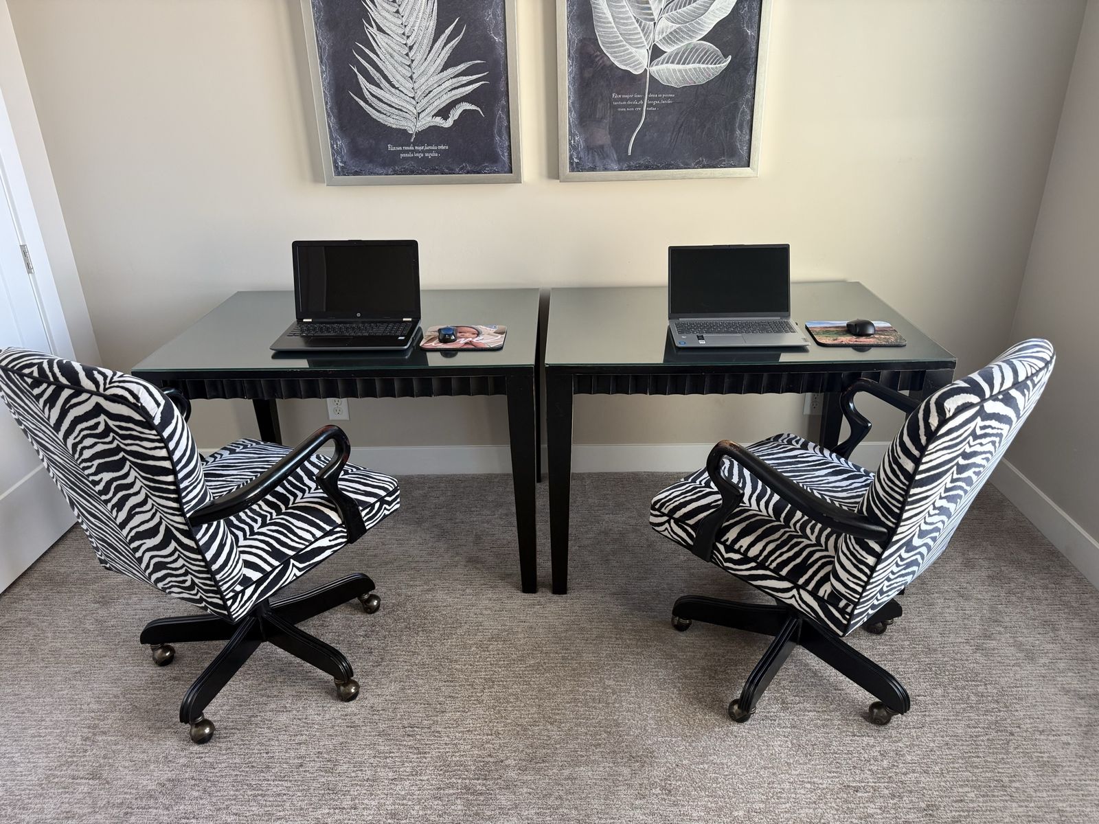 Zebra Print Swivel Office Chair - Unique Black & White Upholstered Desk Chair