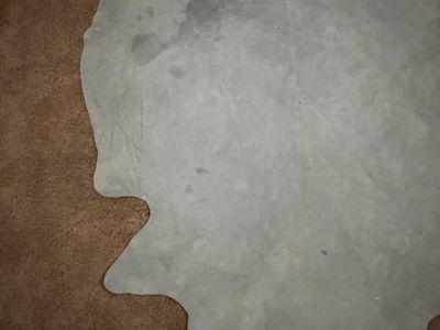 Large Gray Cow Hide. Rug/Leather, 90" x 70", Irregular Shape tried to make a chair out of it so it is just scrap pieces