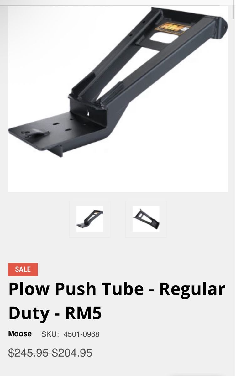 Plow Push Tube - Regular Duty - RM5
