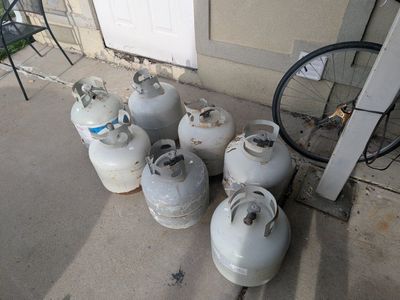Propane tanks for exchange.