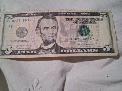 Series 2017A $5 Dollar Star Note US Federal Reserve Banknote