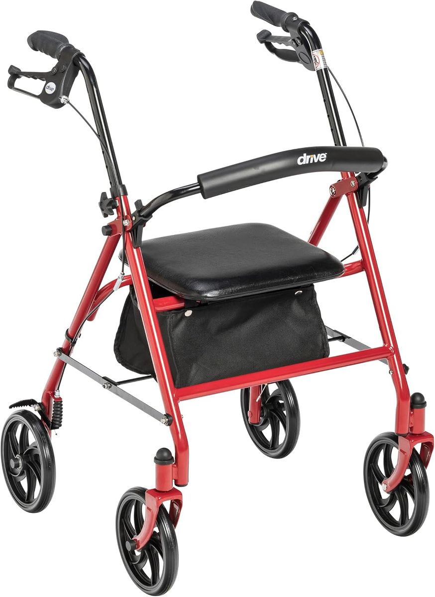 NEW Drive Medical Rollator Walker with Seat - Stable Mobility Support - Height Adjustable - 350 lbs