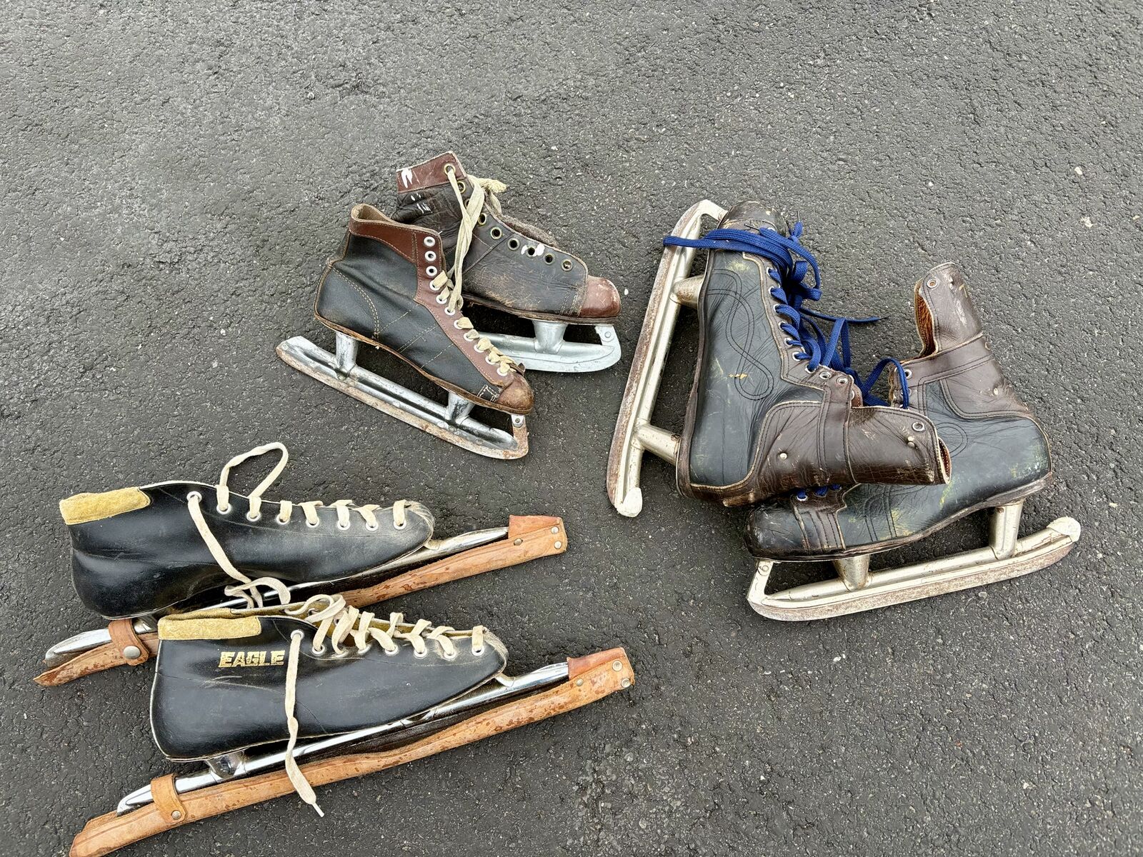 Antique  ice skates. Awesome home or cabin decor. Winter decorations, leather, vintage, rustic home decor