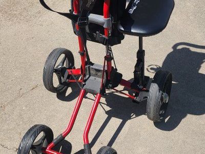 Bag Boy Quad XL Golf Push Cart with Seat - Red/Black, 4-Wheel Design, Used