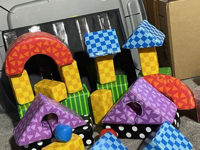 Kids Soft Activity Blocks - Large, Colorful Building Set with Storage Bag
