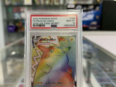 2020 Pokemon Vivid Voltage #188 Pikachu Vmax Secret Rare Holo PSA 10 Rainbow