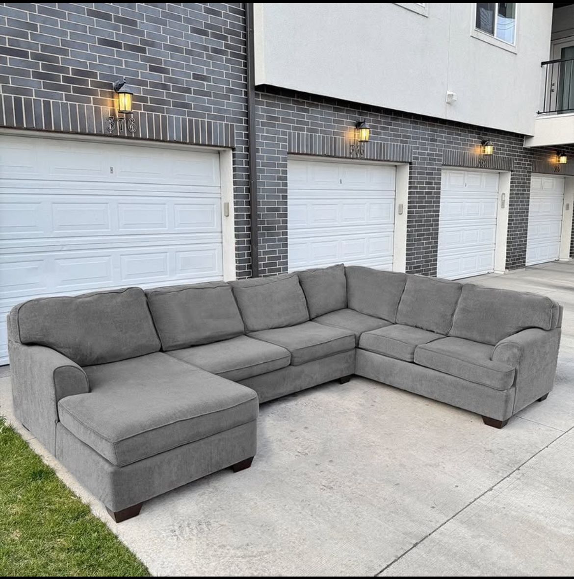 Free Delivery - Large Gray Sectional Couch