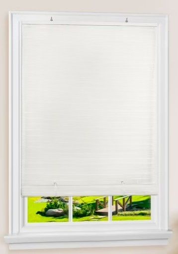 New - Achim's Solstic Cordless Vinyl Light Filtering Window Roll-Up Blind 60" W x 72" L, White