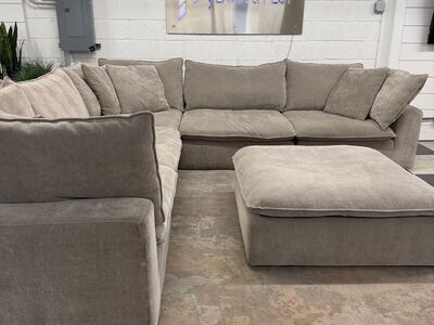 COSTCO SEREEN 6-PIECE FABRIC MODULAR SECTIONAL, BROWN!!
