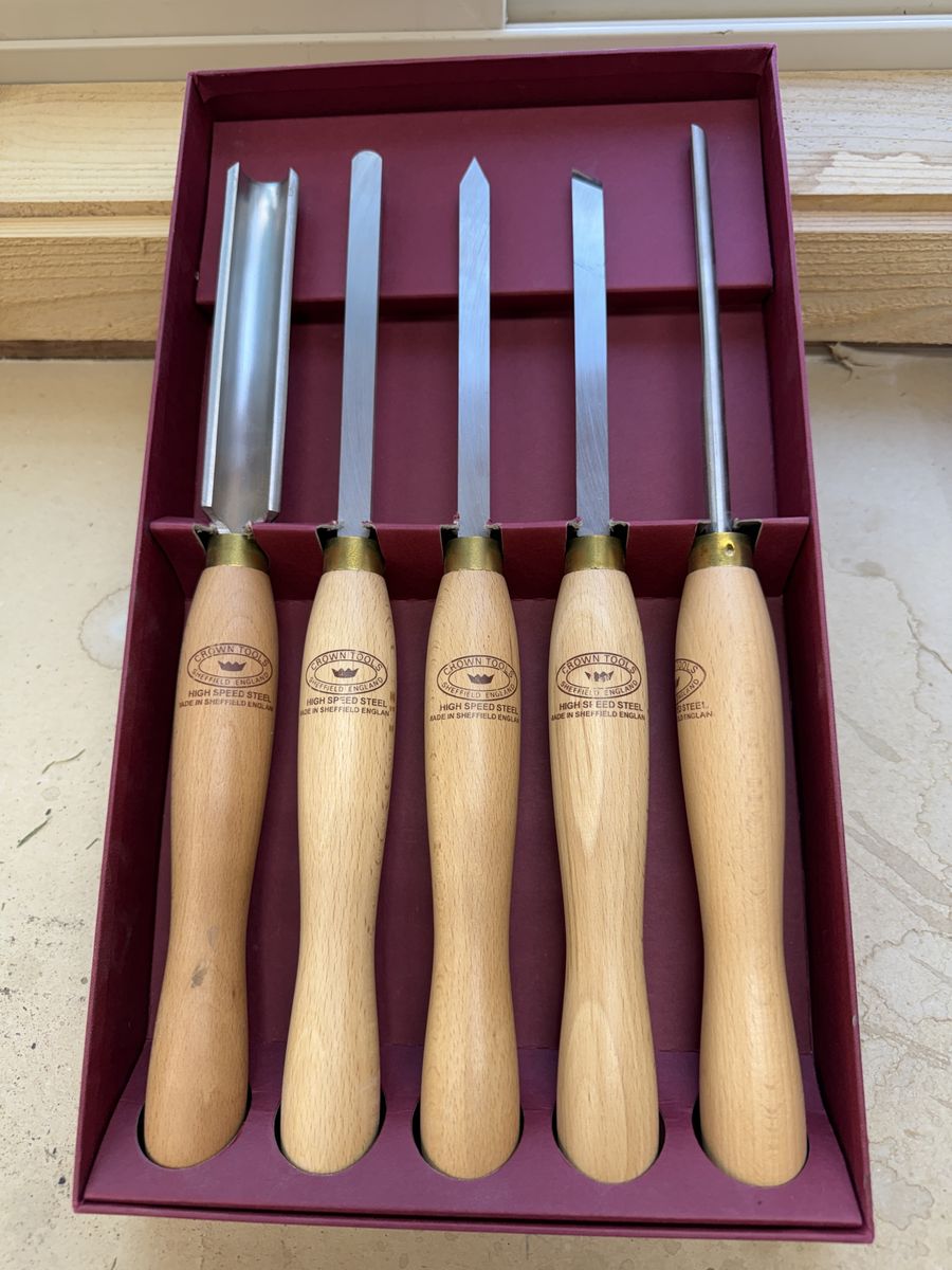 Crown Tools 5-Piece HSS Wood Lathe Chisel Set - Sheffield England
