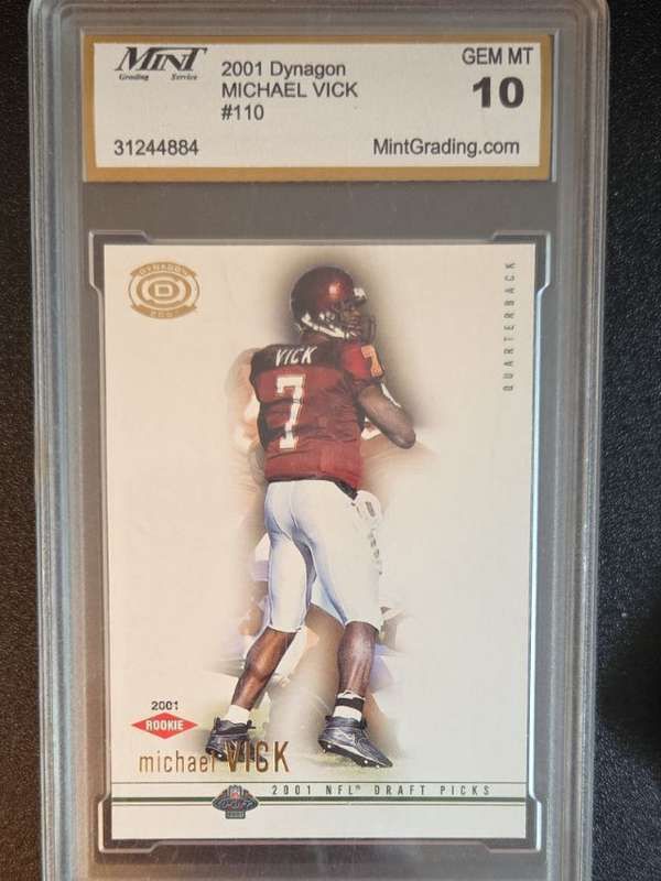 Michael Vick Football Card Lot - 2001 Rookie MINT Graded 10 & Topps Chrome