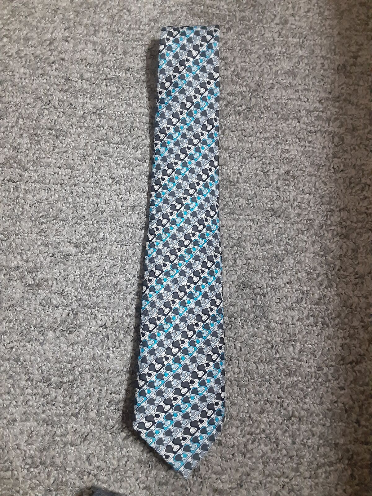 Emilio Pucci Blue, Black and Gray Geometric Tie