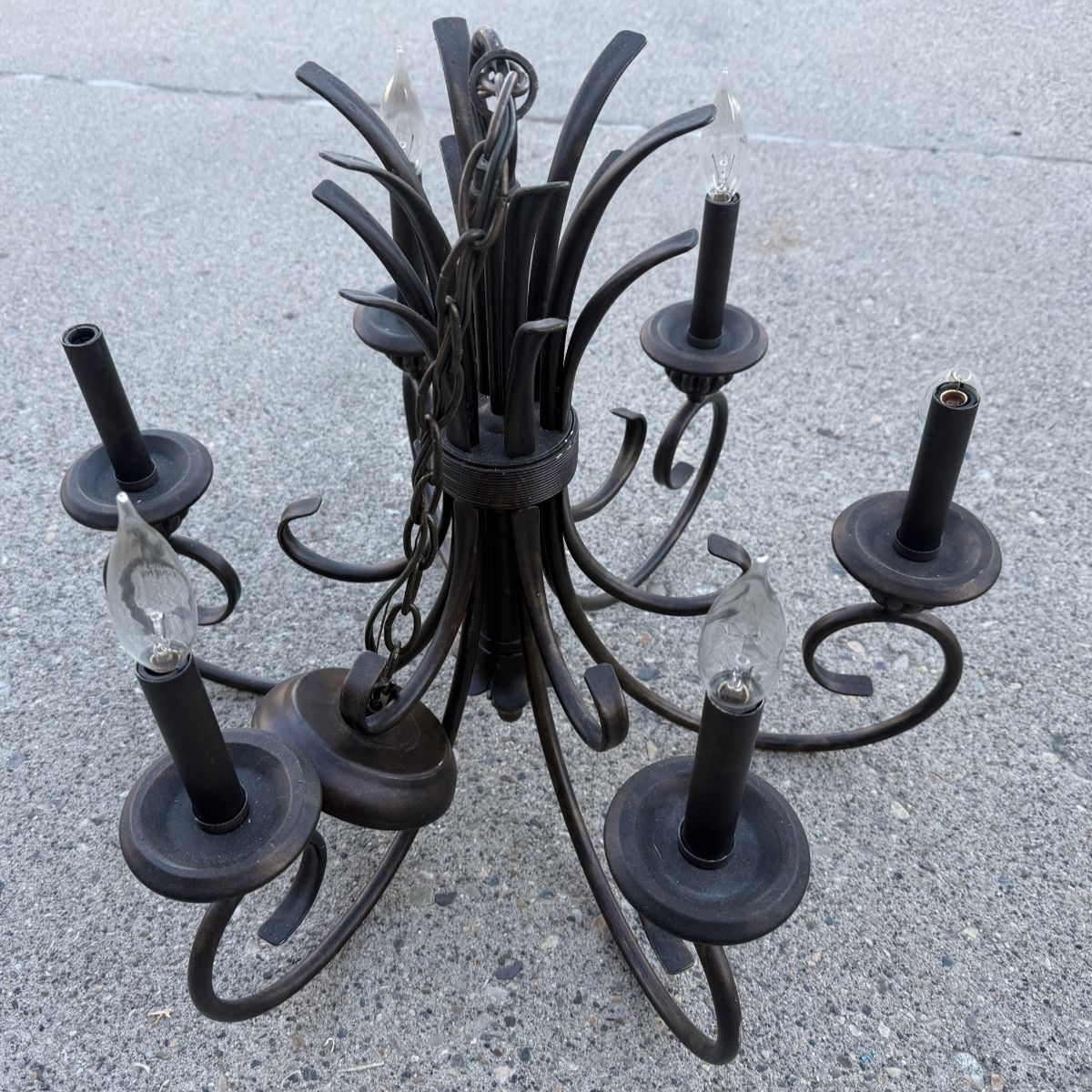 Complete Chandelier 6 candle lights Antique Bronze