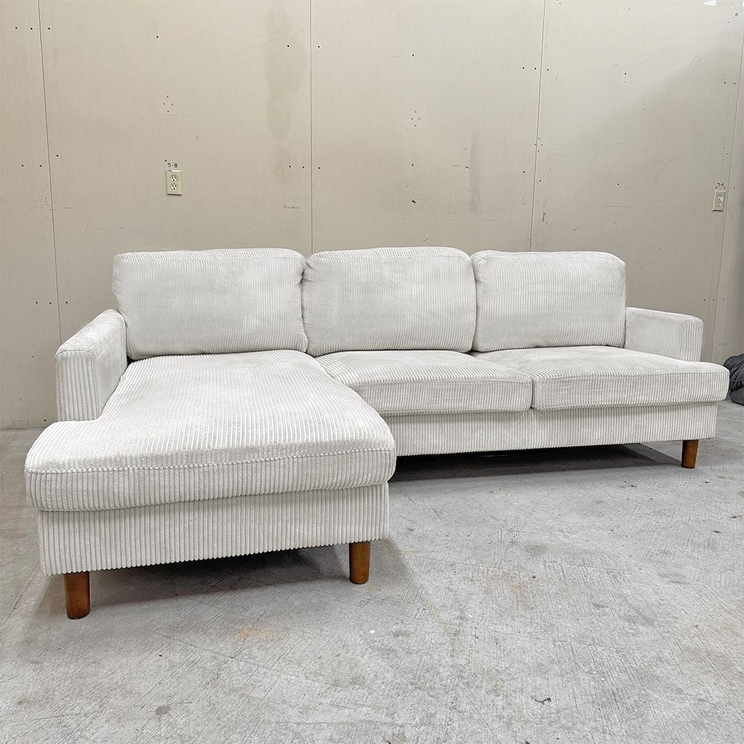 FREE DELIVERY Cream Corduroy Sectional Couch