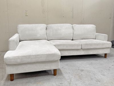FREE DELIVERY Cream Corduroy Sectional Couch