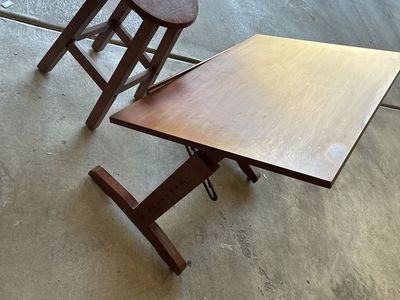 Wooden art Table with Matching Stool - Adjustable Tilt and Height