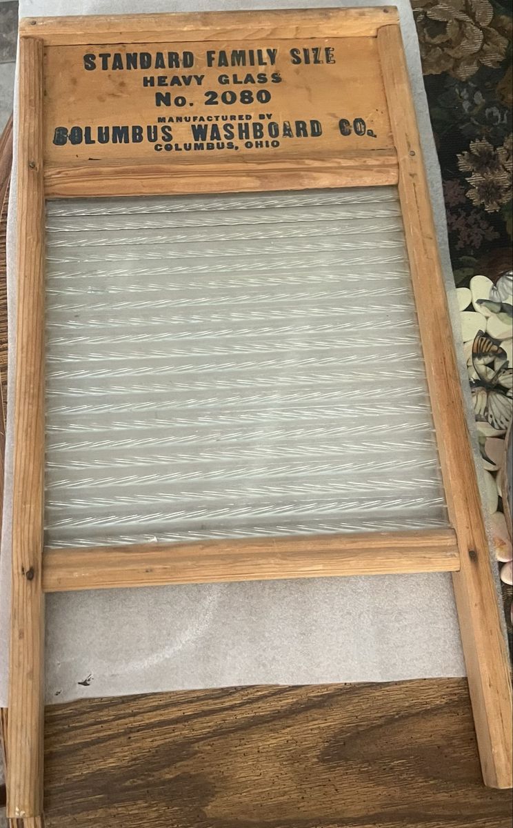Rare Antique Glass Washboard - Pristine Columbus 2080 Rustic Farmhouse Decor