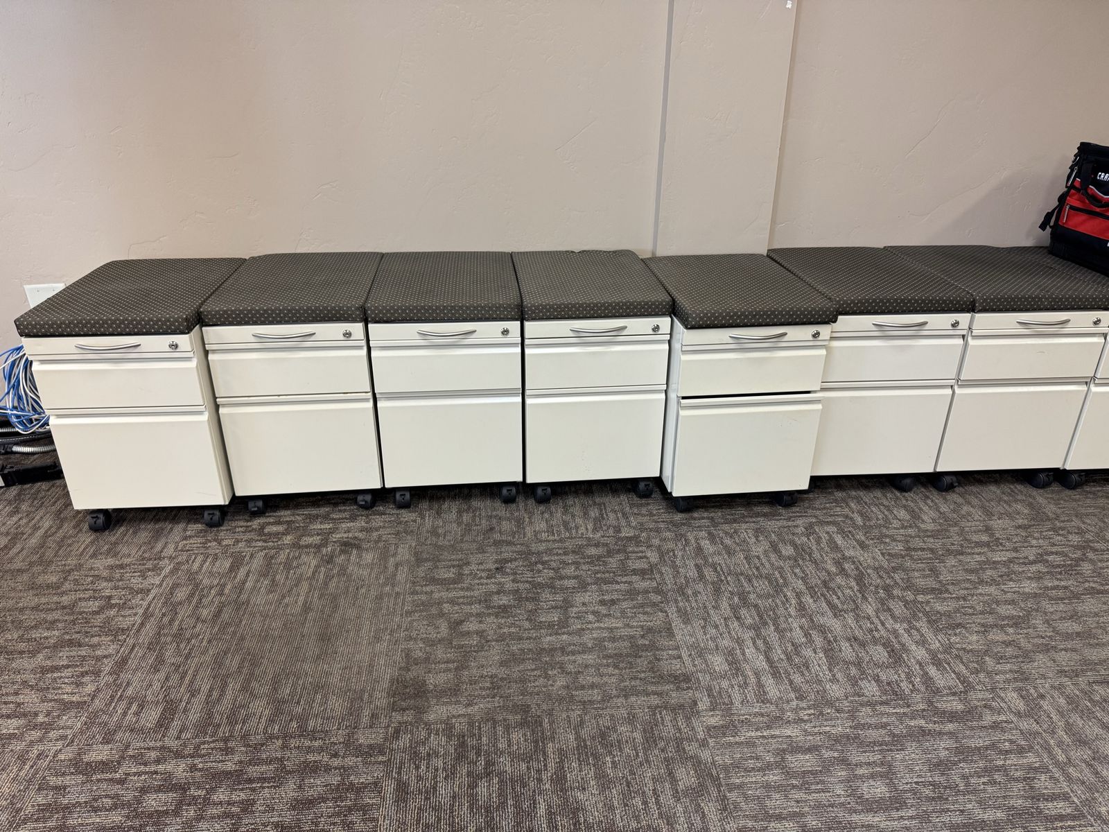 White Storage File Cabinet bench seats 