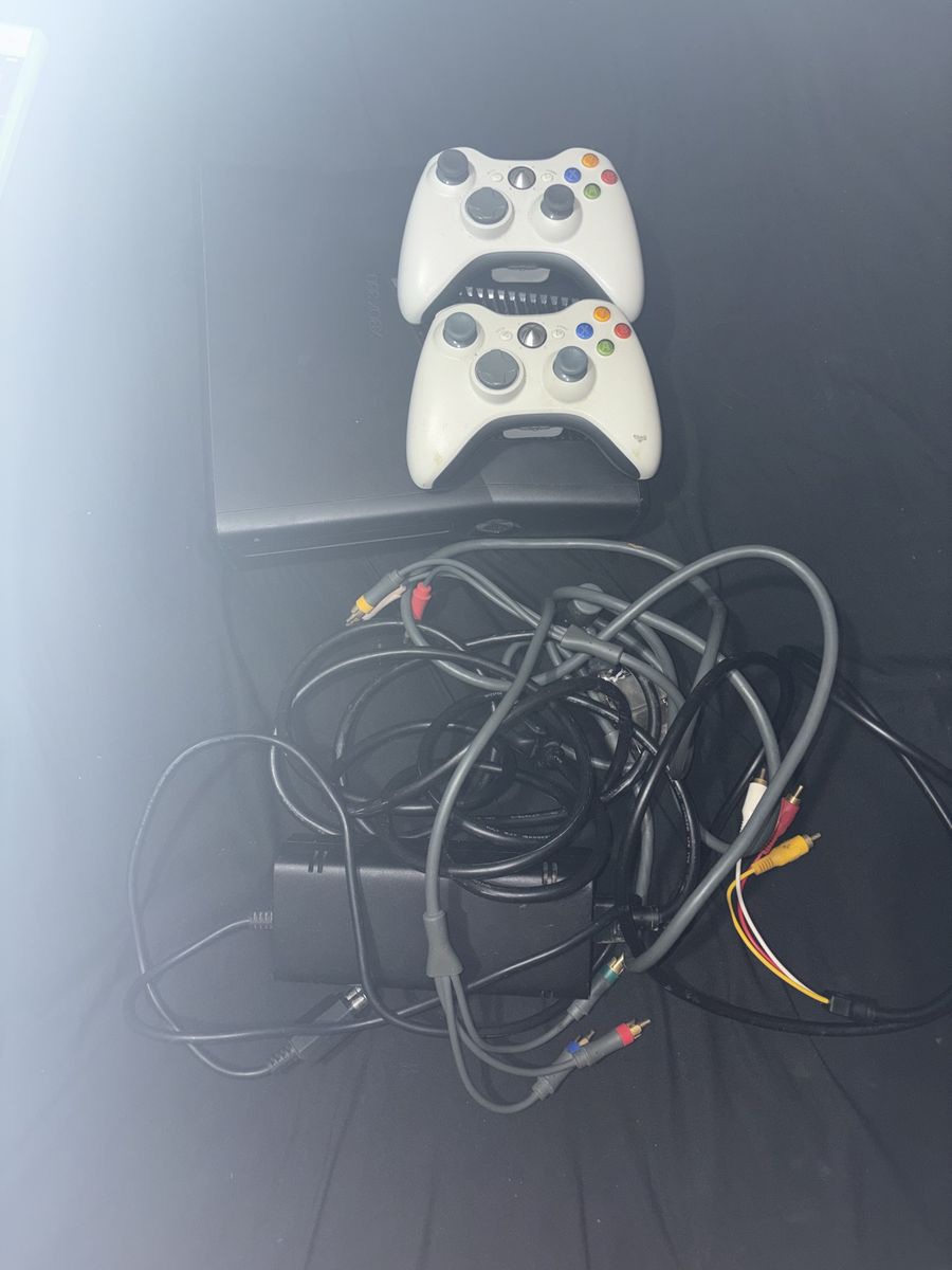 Microsoft Xbox 360 Slim Console Bundle with 2 Controllers, Cables & Games