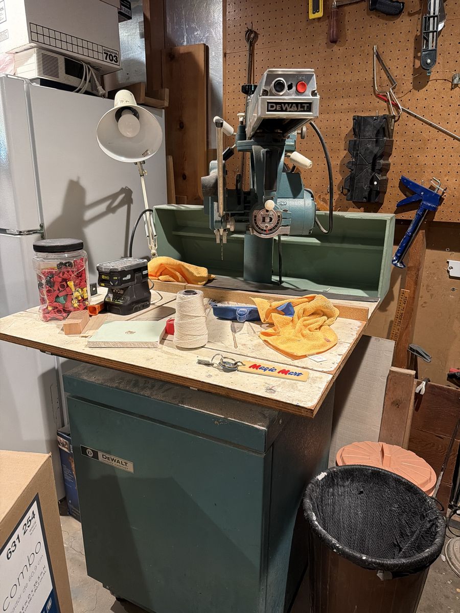 DeWalt Vintage Radial Arm Saw with Utility Cabinet - Classic Woodworking Tool, Good Condition