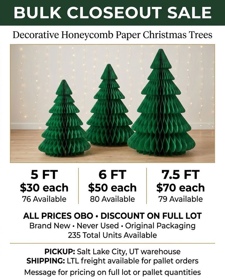 Liquidation Pallets, paper Christmas Trees