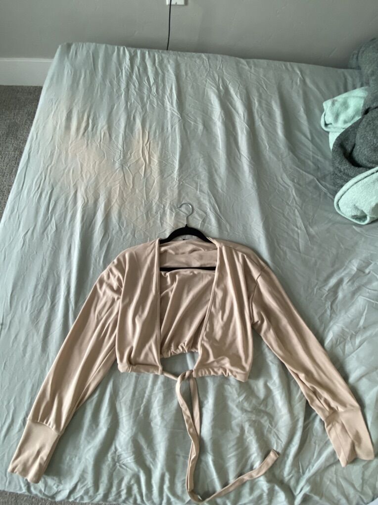 Cream tie-up cardigan top