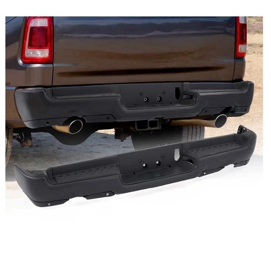 New 19-24 Dodge Ram 1500 Rear Black Bumper W/Holes