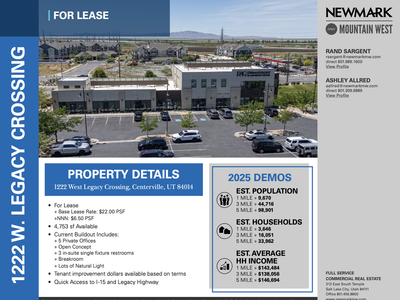 4,753 SF Commercial Office Space For Lease - 1222 W Legacy Crossing, Centerville, UT
