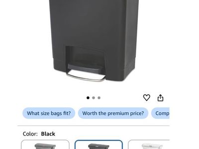 Rubbermaid Commercial Streamline Slim Step-On Plastic Trash Can, 8-Gallon, Black brand new still I. Box